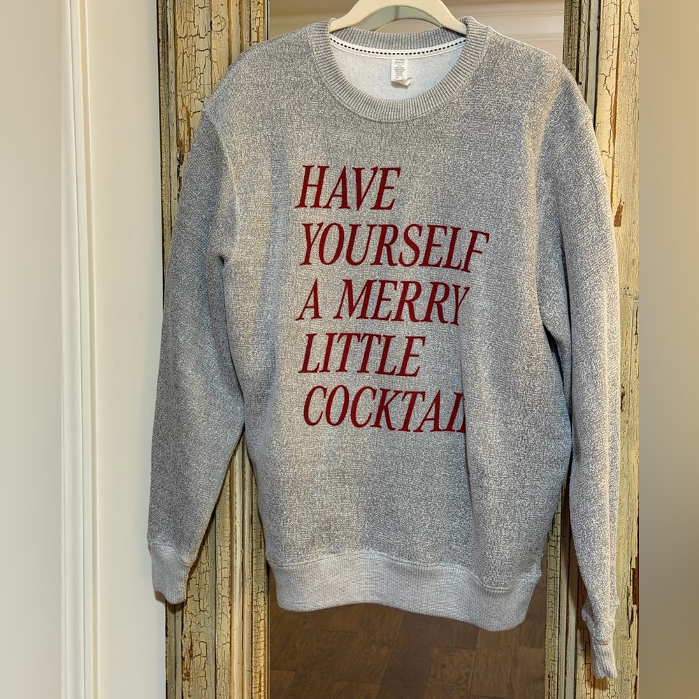 Gray Sweatshirt with Red Text